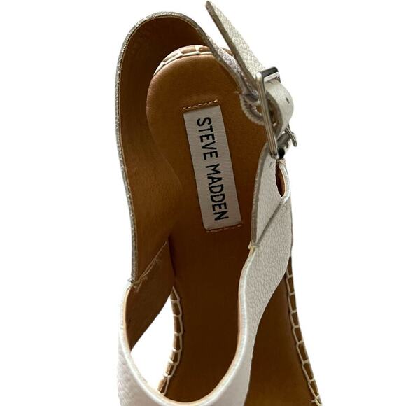 Steve Madden Women’s Uri Wedged Sandals White Size 10 - Picture 3 of 7